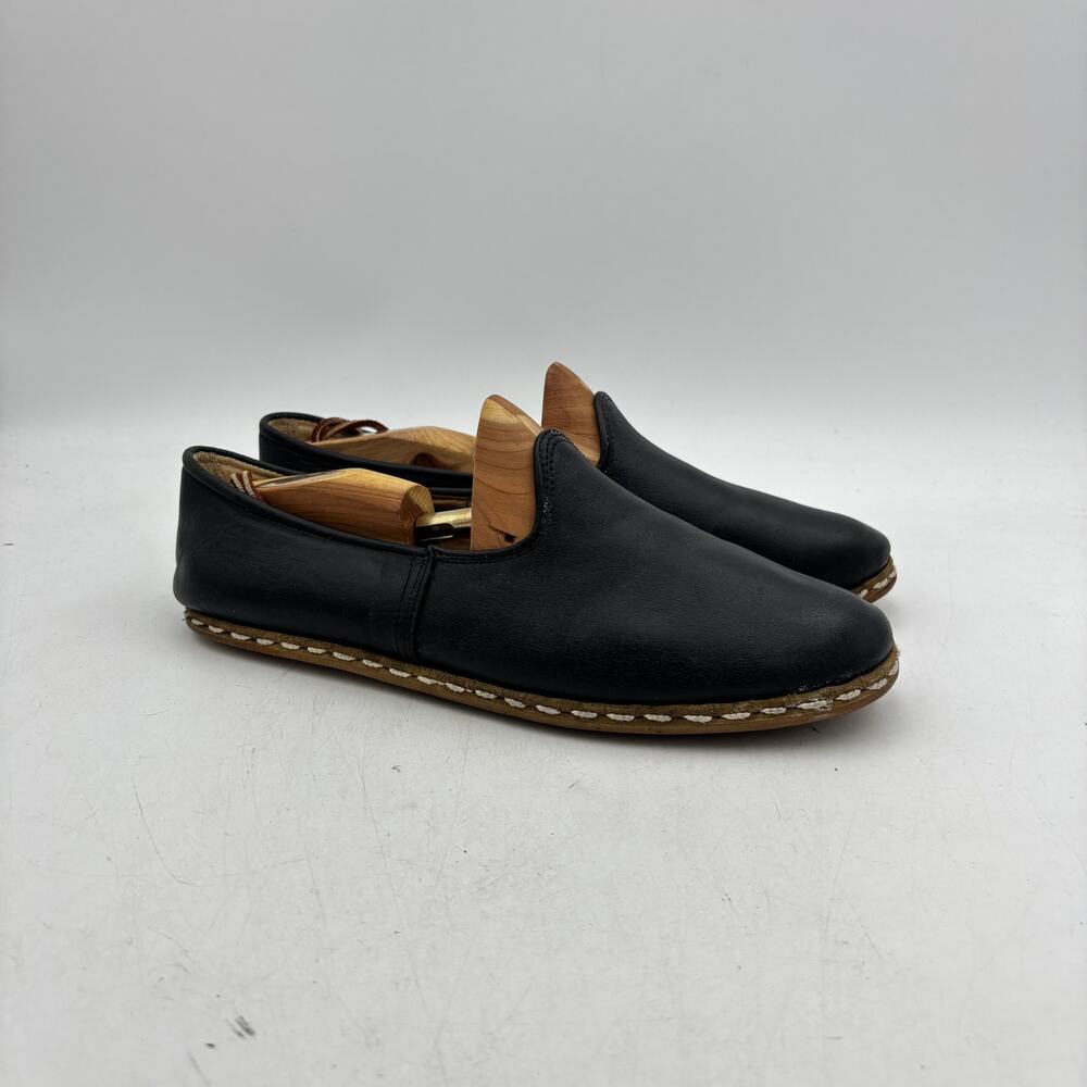Sabah Black Leather Slip On Loafers Men's 44 US 12 Minimalist Quiet Luxury